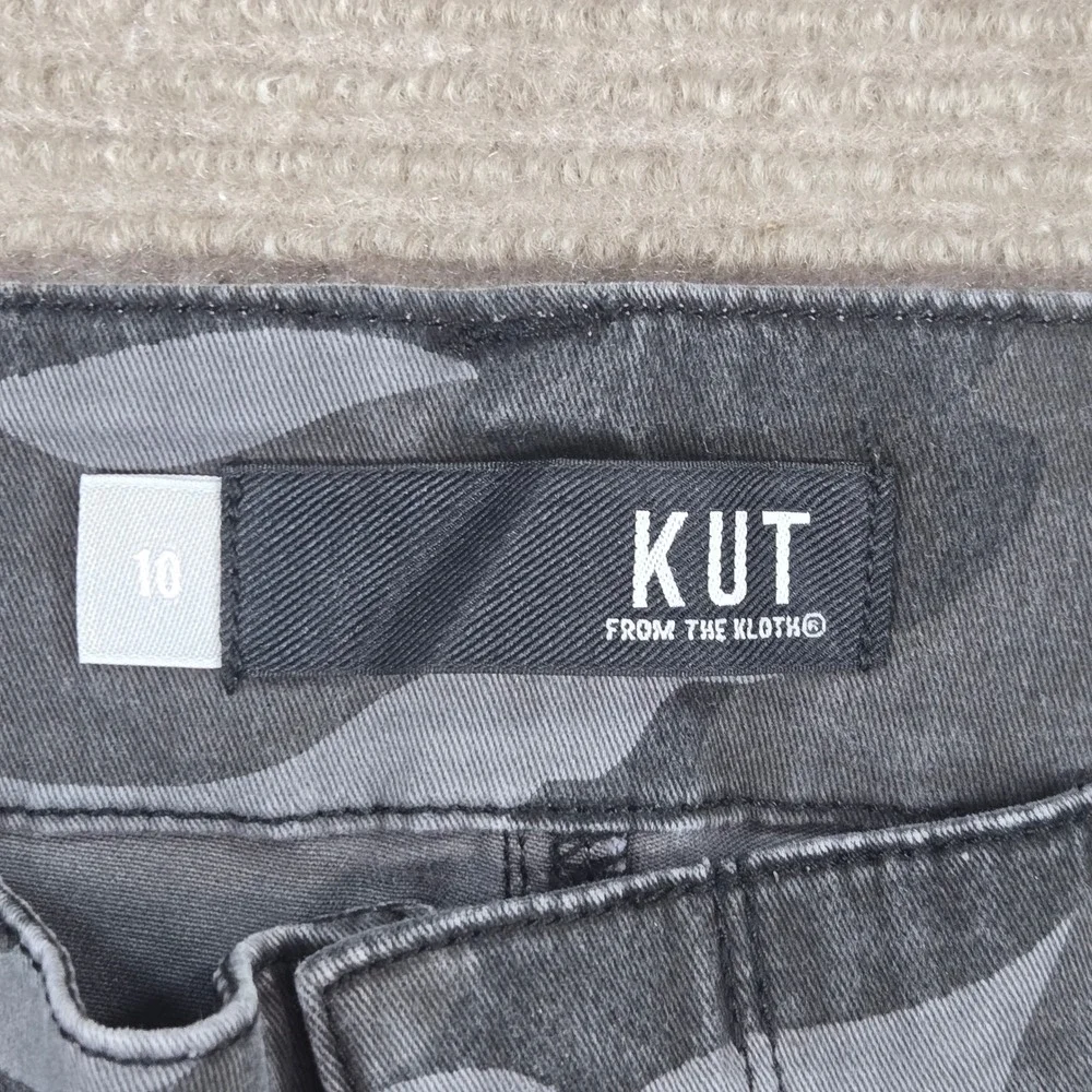 Kut from the Kloth Women‎ 10 Grey Camo Reese Ankle Straight Leg Utility Pants